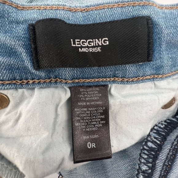 Express Distressed Mid Rise Jean Leggings Size 0 Women’s - Picture 4 of 5